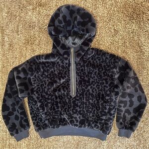 NWOT Nike Air Jordan Court to Runway Leopard Hoodie Zip Jacket Faux Fur SMALL